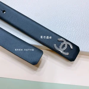 Chanel Leather Belt Black 20MM