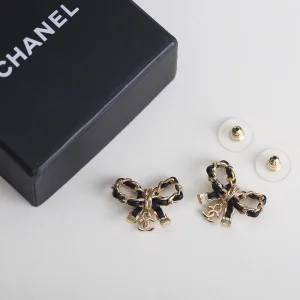 Chanel CC Bowknot Leather Earrings