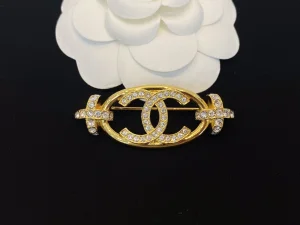 Chanel Crystal Gold Brooch