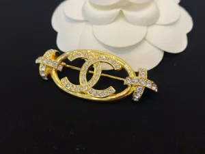 Chanel Crystal Gold Brooch