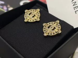 Chanel Crystal CC Round Earrings