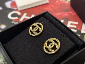 Chanel Gold CC Round Earrings