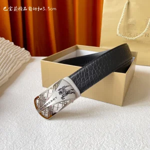 Burberry Black Leather Belt 35MM