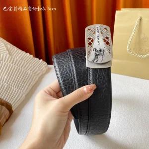 Burberry Black Leather Belt 35MM