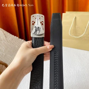 Burberry Black Leather Belt 35MM
