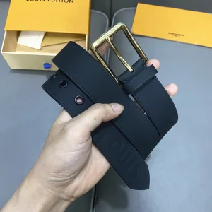 Louis Vuitton Black Leather Belt 35MM