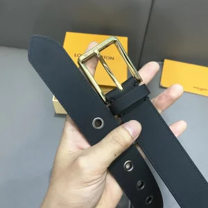 Louis Vuitton Black Leather Belt 35MM