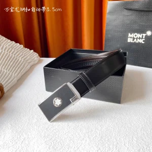Mont Blanc Leather Belt Black 35MM