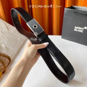 Mont Blanc Leather Belt Black 35MM