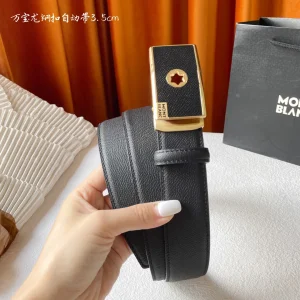 Mont Blanc Leather Belt Black 35MM