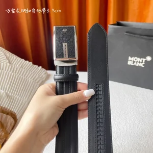 Mont Blanc Leather Belt Black 35MM