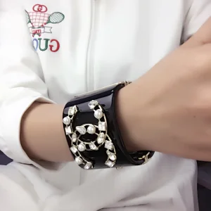 Chanel Crystal CC Bracelets Black