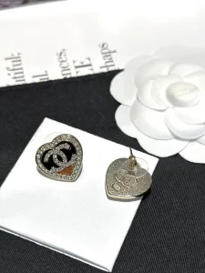Chanel Crystal CC Heart Earrings