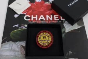 Chanel Round Brooch Yellow Red