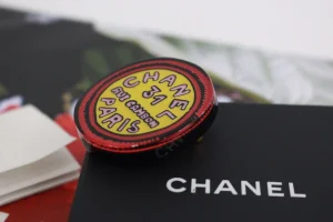 Chanel Round Brooch Yellow Red