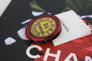 Chanel Round Brooch Yellow Red