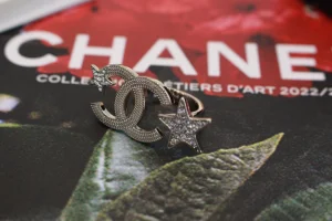 Chanel CC Logo Crystal Star Rings