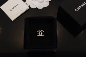 Chanel Crystal CC Gold Rings