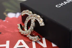Chanel Crystal CC Logo Brooch