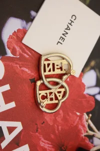 Chanel Crystals Double Heart Brooch