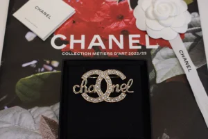 Chanel Monogram CC Logo Pearl Brooch