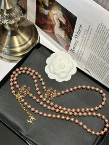 Chanel CC Logo Pearl Necklaces Gold