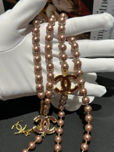 Chanel CC Logo Pearl Necklaces Gold