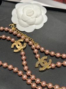 Chanel CC Logo Pearl Necklaces Gold