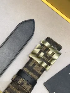 Fendi FF Squared Black Leather Belt 35MM