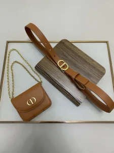 Dior Saddle Pocket Brown Leather Belt