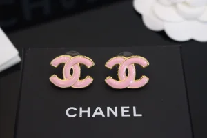 Chanel Vintage Pink CC Logo Earrings