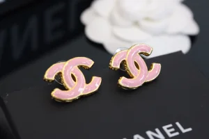 Chanel Vintage Pink CC Logo Earrings