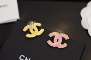 Chanel Vintage Pink CC Logo Earrings