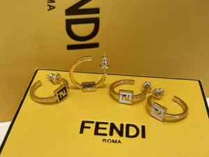 Fendi Forever FF Earrings Gold Black