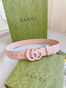 Gucci GG Buckle Pink Calf Belt 40MM