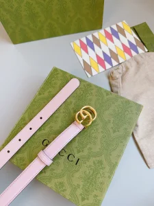 Gucci GG Buckle Pink Leather Belt 20MM