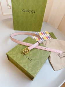 Gucci GG Buckle Pink Leather Belt 20MM
