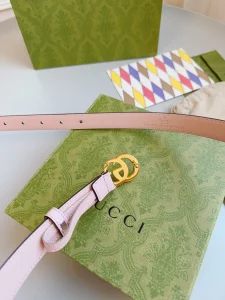 Gucci GG Buckle Pink Leather Belt 20MM