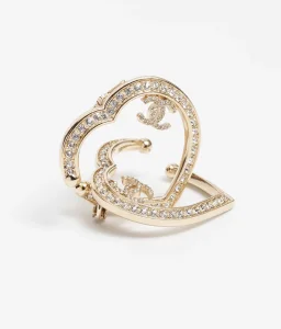 Chanel Crystal CC Heart Earrings