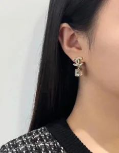 Chanel CC Logo Drop Earrings