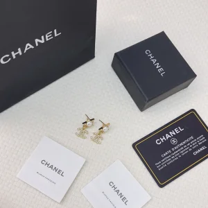 Chanel Crystal CC Pear Star Earrings