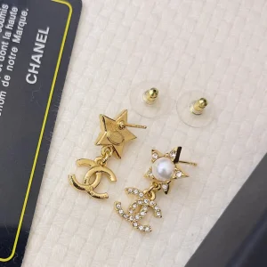Chanel Crystal CC Pear Star Earrings