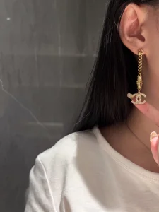 Chanel Crystal CC Pendant Earrings