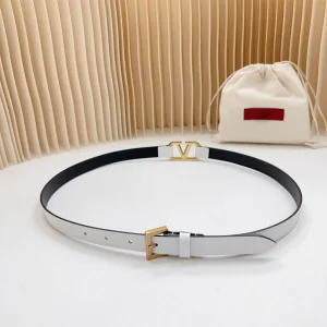 Valentino Vlogo White Leather Belt 25MM