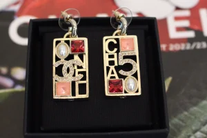 Chanel Crystal CC Pendant Earrings