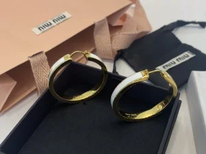 Miu Miu Enameled Metal Earrings White