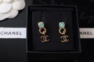 Chanel Gold Double CC Logo Earrings
