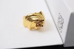 Loewe Gold Twisted Anagram Signet Rings