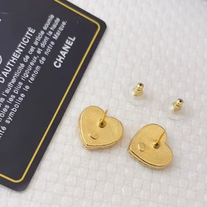 Chanel CC Logo Heart Stud Earrings
