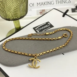 Chanel Gold CC Logo Pendant Necklaces